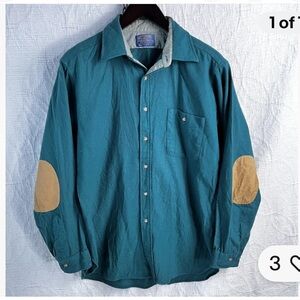 Vintage Pendleton Trail Shirt Mens Large 100 Virgin Wool USA Made Elbow Patches